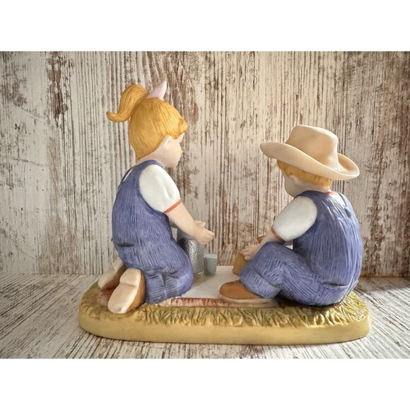 Home Interiors Gifts 1998 Denim Days "The Picnic #15321” picnic basket apple Kid - Picture 4 of 14